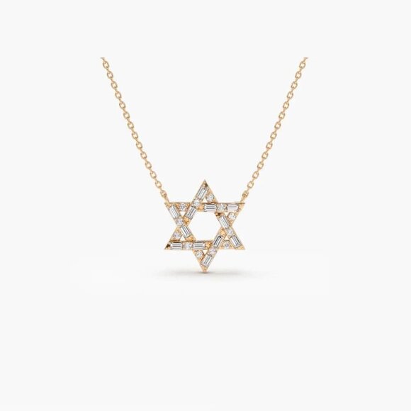 Heart Centered 14K (or 18k upon request) Gold Star Of David Necklace - Picture 8 of 8